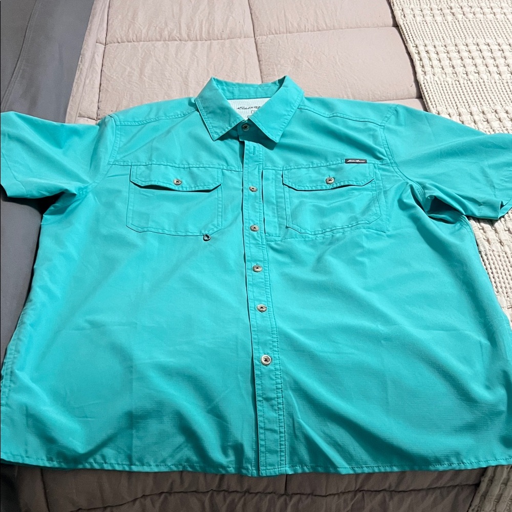 Eddie Bauer Men's Teal Button-Down Shirt